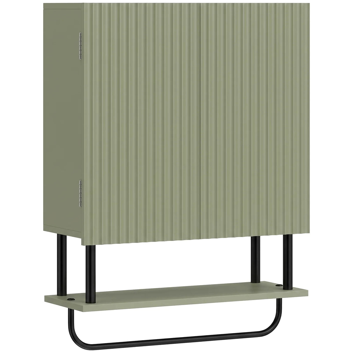 HOMCOM Bathroom Wall Cabinet Modern Space Saver Wall Mounted Cabinet Doors Storage Green