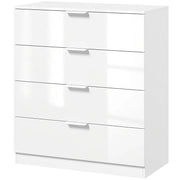 HOMCOM High Gloss 4-Drawer Chest of Drawers, Space-Saving Bedroom Storage Unit with Smooth Runners, White