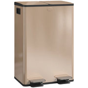 HOMCOM 56L Dual Compartment Stainless Steel Bin, with Deodoriser Holders - Gold Tone