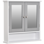 Mirror Cabinet Wall Mounted with Double Mirrored Doors, Hanging Cabinet, Grey