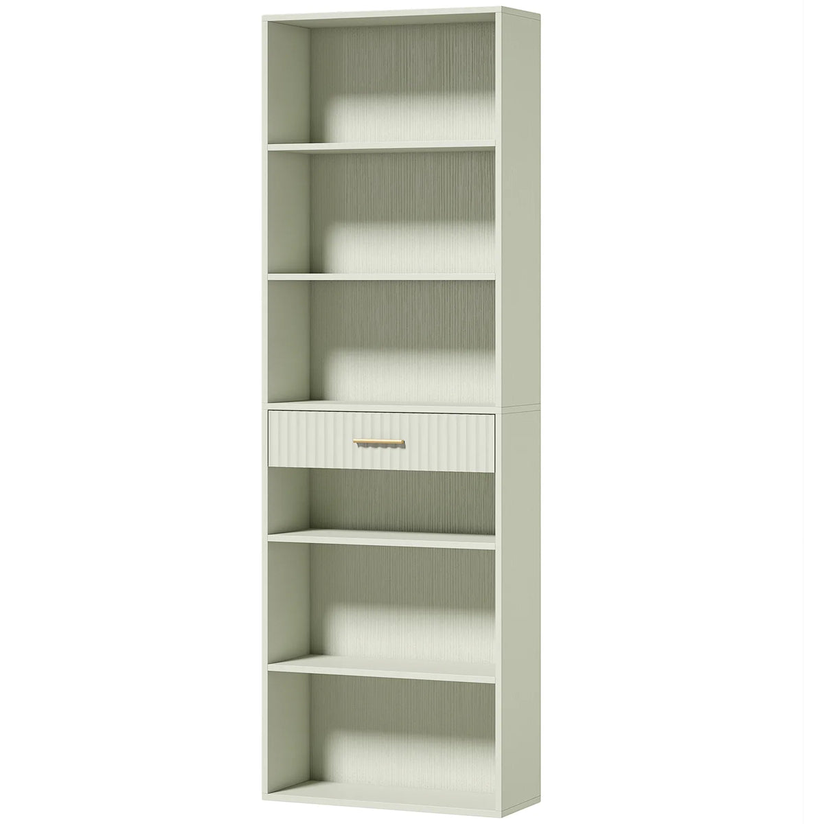HOMCOM Bookcase Narrow Tall Space-Saving Bookshelf Drawer Open Shelves 60 x 24 x 182 cm Light Green