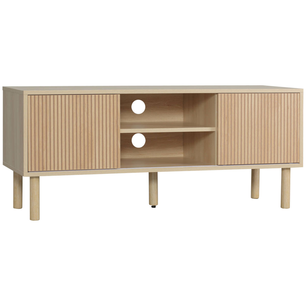 HOMCOM TV Stand Cabinet for TVs up to 50" with Sliding Doors, Natural