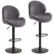 HOMCOM Bar Stools Set of 2, Swivel Barstools with Back, Adjustable Height and Footrest for Kitchen Island, Dining Room, Grey