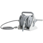 Outsunny Portable Garden Hose Reel, 20 m Wall Mounted Hose Reel with 2 Patterns Spray Nozzle and Crank Handle, Grey