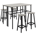 6-Piece Bar Table Set, 2 Breakfast Tables with 4 Stools,Grey
