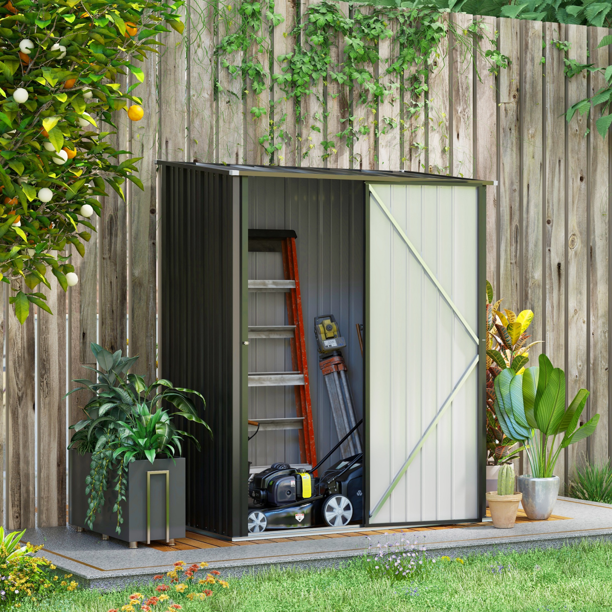 cortex-london-windsor-black-galvanized-steel-garden-storage-shed