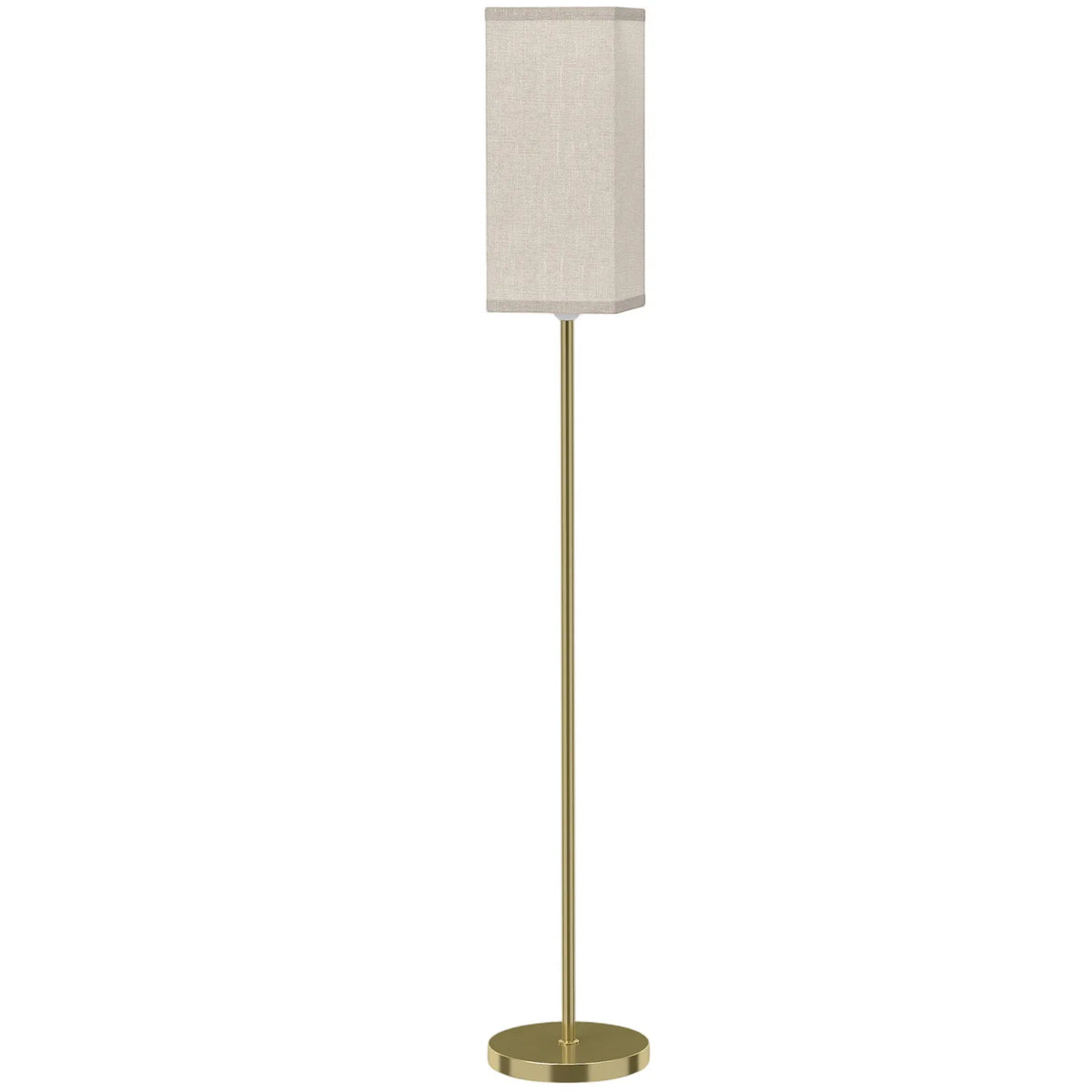 HOMCOM Floor Lamp, Modern Standing Lamp with Linen Shade and Foot Switch, Tall Lamps for Bedroom, Bulb not Included, Gold Tone