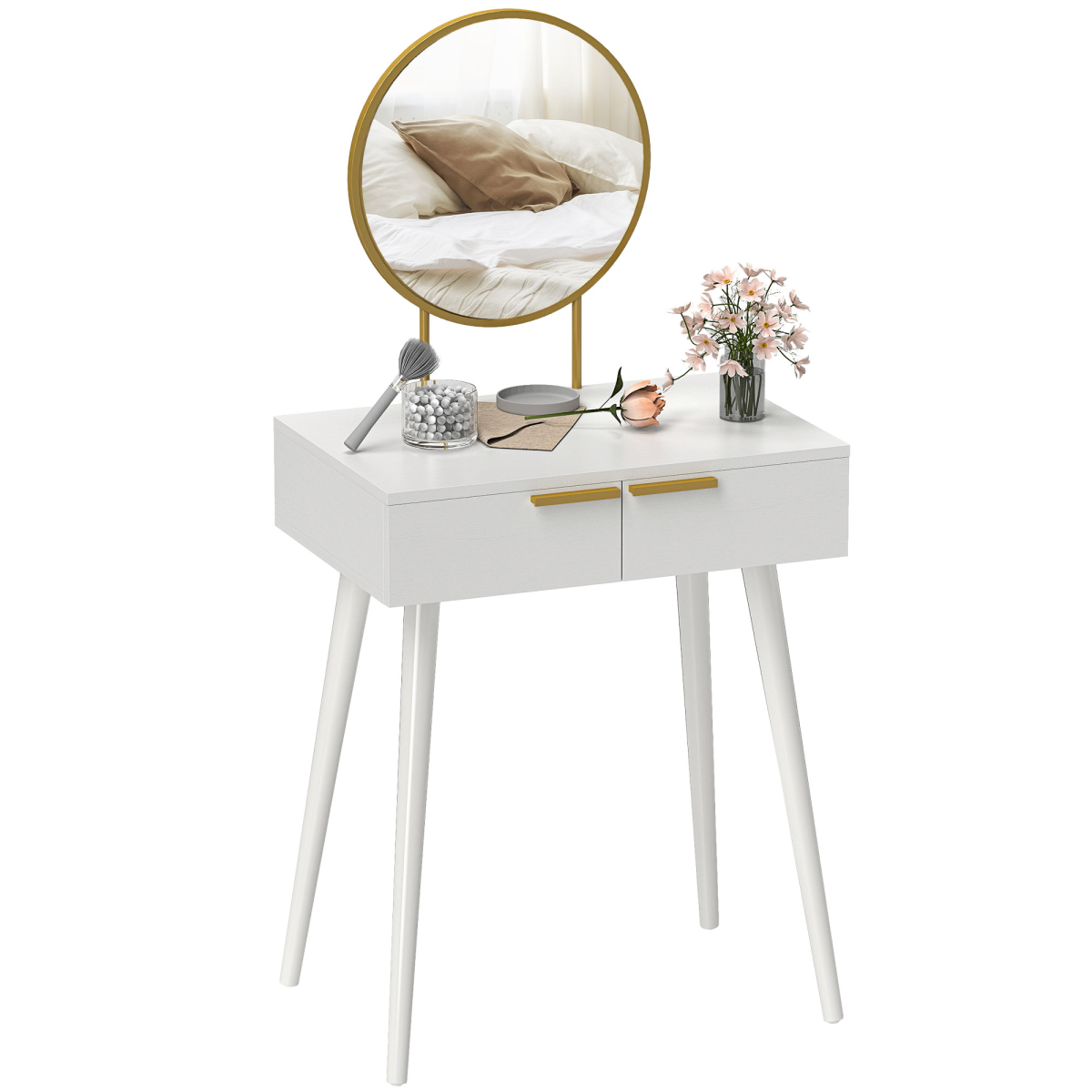 cortex-london-windsor-white-dressing-table-two-drawers-round-mirror