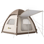 Outsunny Inflatable Camping Tent with Rainfly, 2-3 Man Air Tent 3000mm Waterproof Blow Up Tents, Cream
