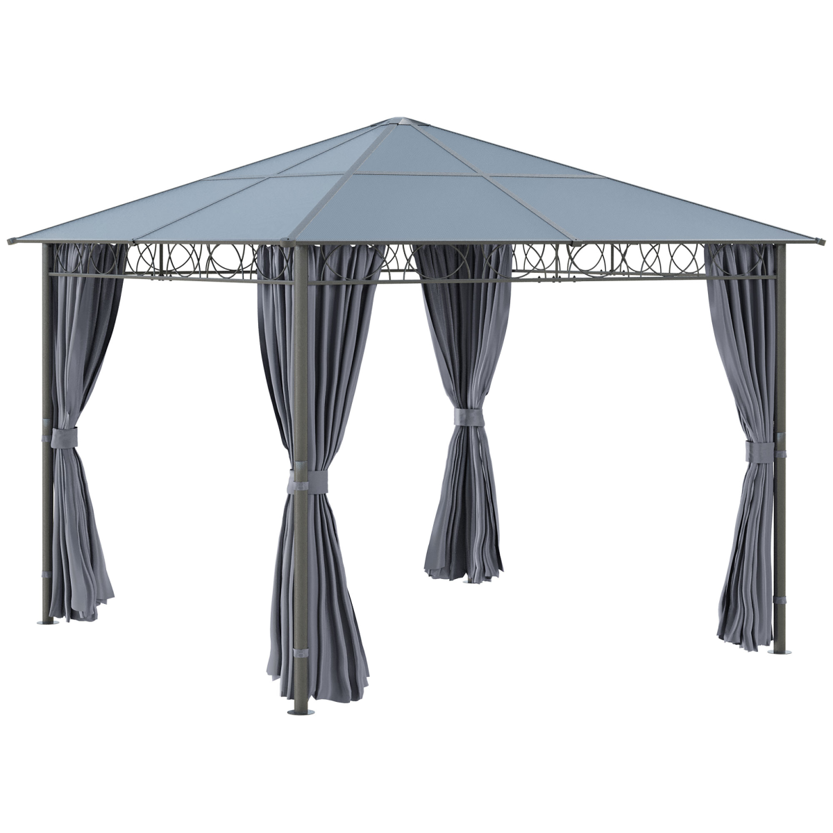 cortex-london-windsor-3-x-3m-hardtop-garden-gazebo-brown-polycarbonate-polyester-curtains
