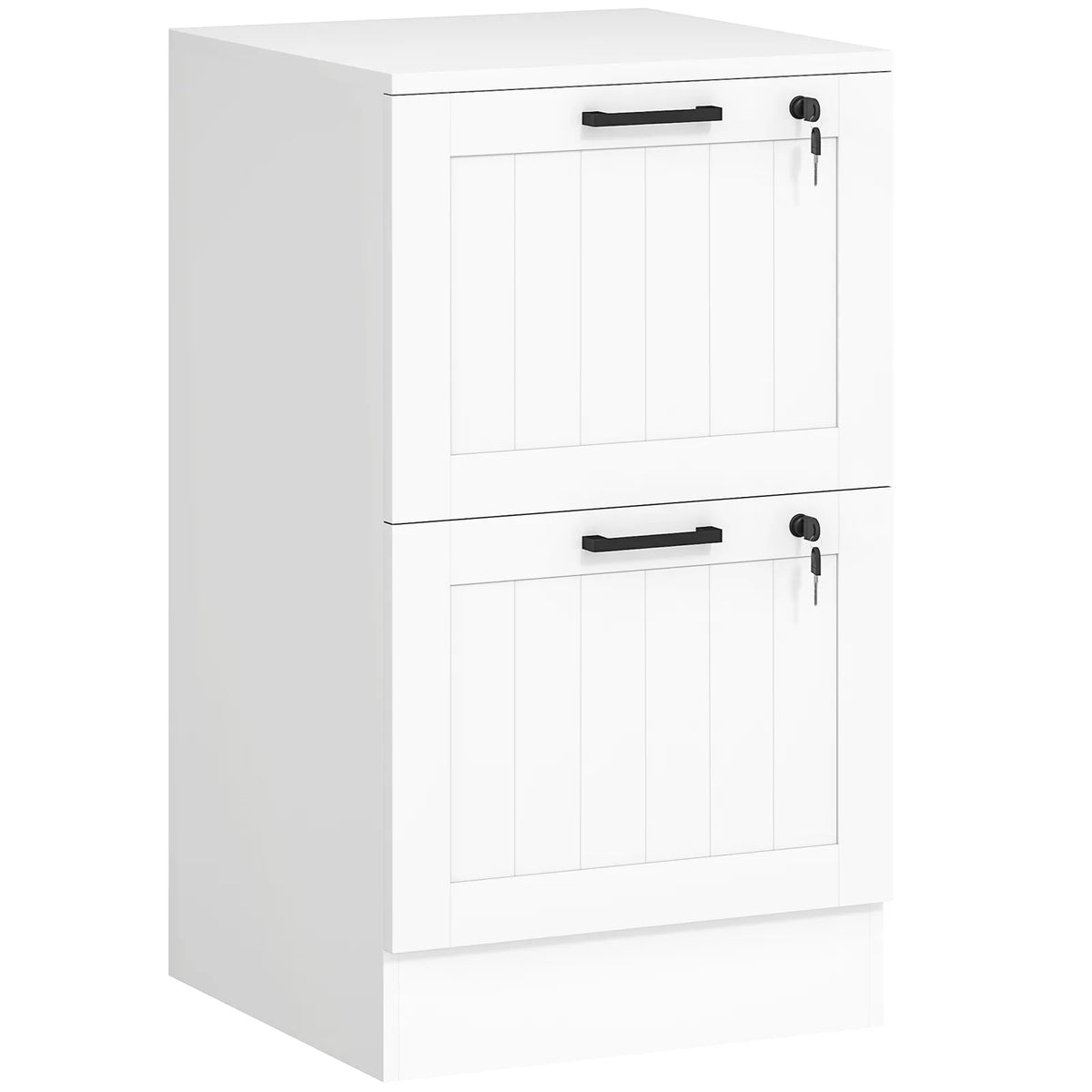 HOMCOM 2 Drawer Filing Cabinet with Lock, Office Storage Cabinet with Adjustable Hanging Bars for A4 Letter Size Files, White
