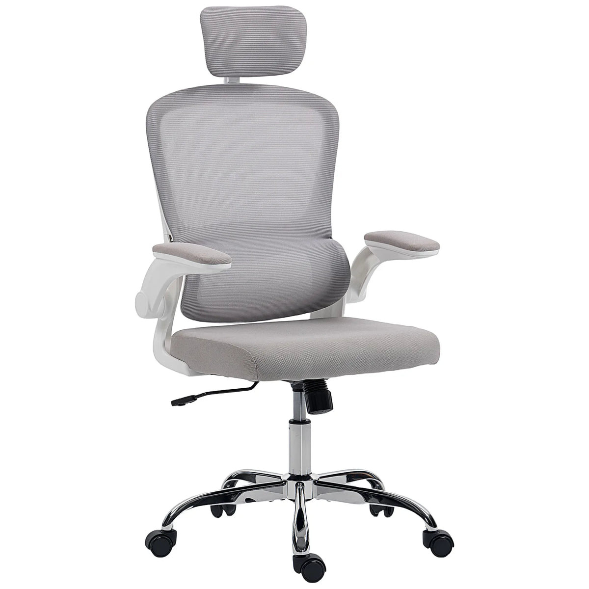 HOMCOM Mesh Back Office Chair, with Lumbar Support - Grey