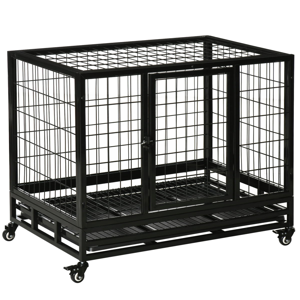 cortex-london-windsor-heavy-duty-metal-dog-cage-wheels-crate-tray-black
