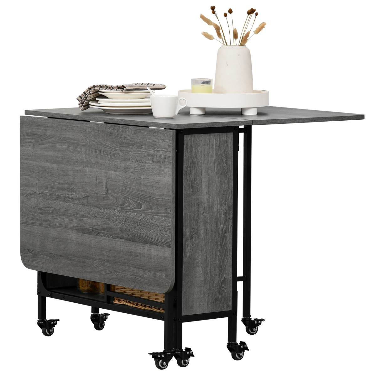 cortex-london-york-folding-kitchen-dining-table-six-wheels-storage-shelf