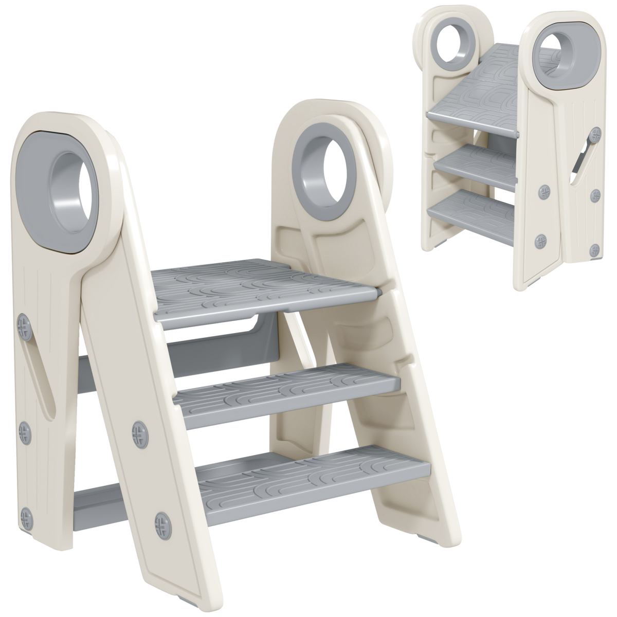cortex-london-windsor-foldable-adjustable-toddler-step-stool-grey-and-white