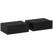 HOMCOM Floating Bedside Table Set of 2, Wall-Mounted Nightstand with Storage Drawer, Small Side End Table for Bedroom, Black