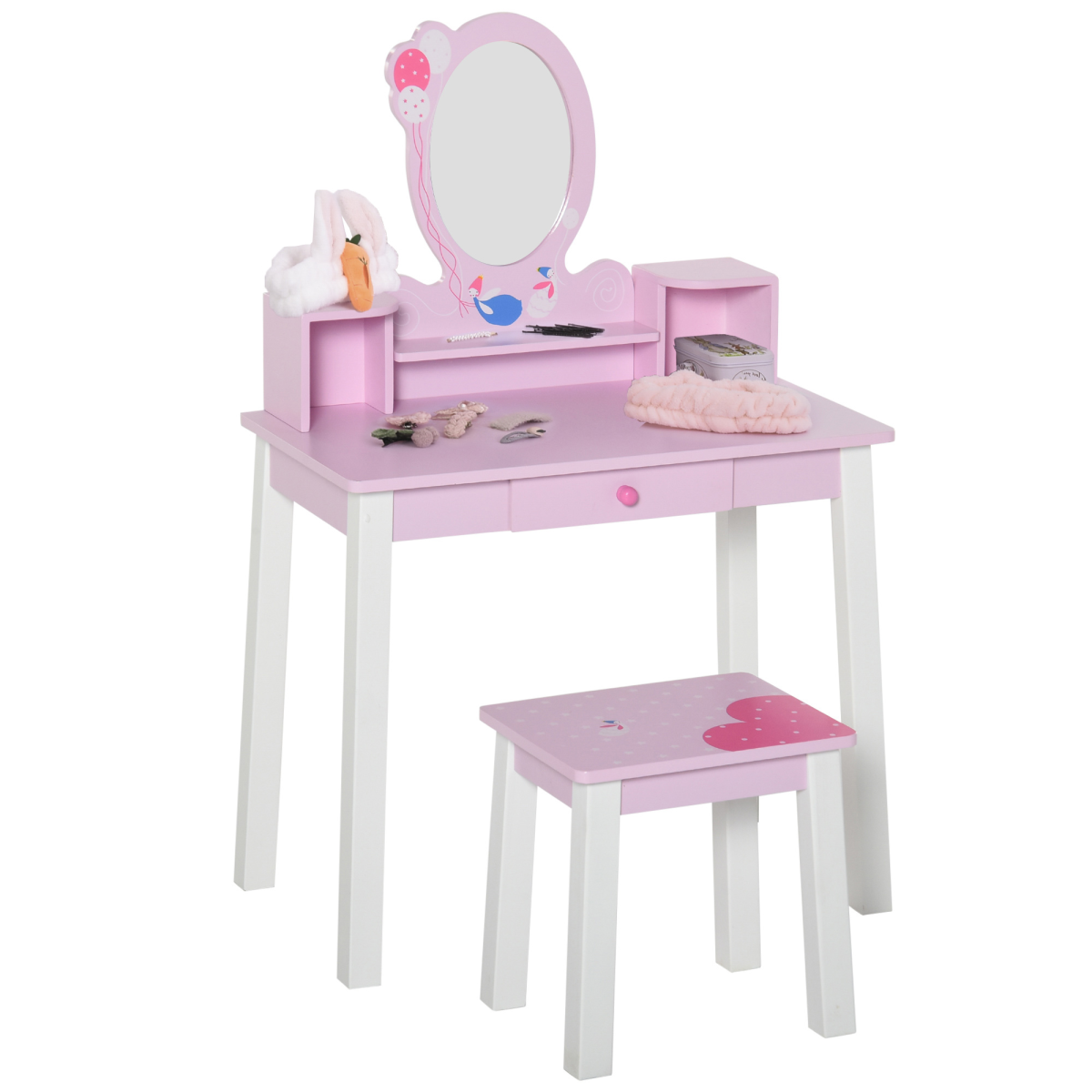 cortex-london-windsor-kids-pink-dressing-table-stool-set-with-storage