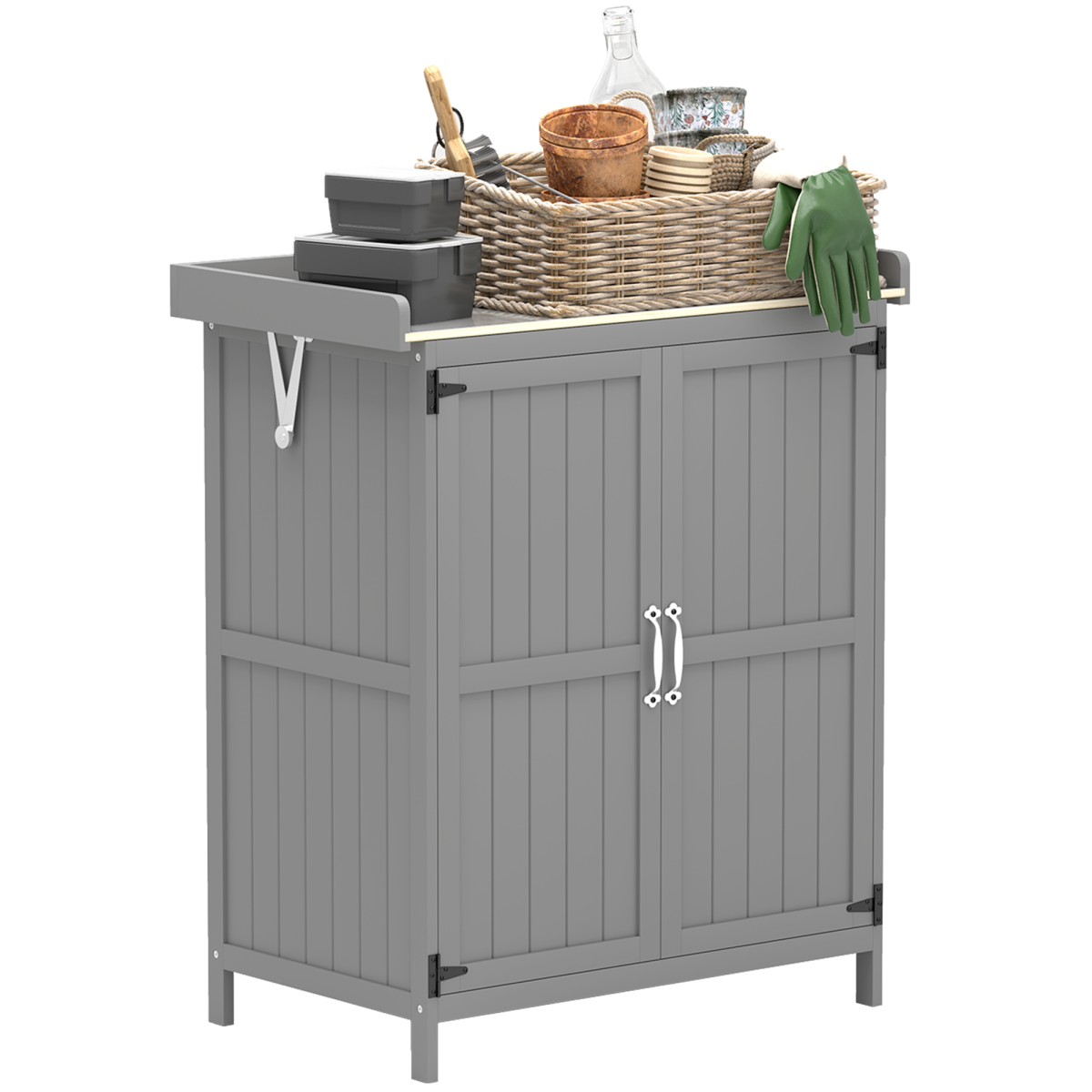 cortex-london-windsor-garden-storage-workbench-grey-fir-wood-stainless-steel-top