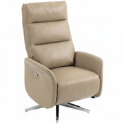 HOMCOM Power Recliner Chair, Swivel Electric Reclining Chair with Type C?, Recliner Armchair with Footrest, Brown
