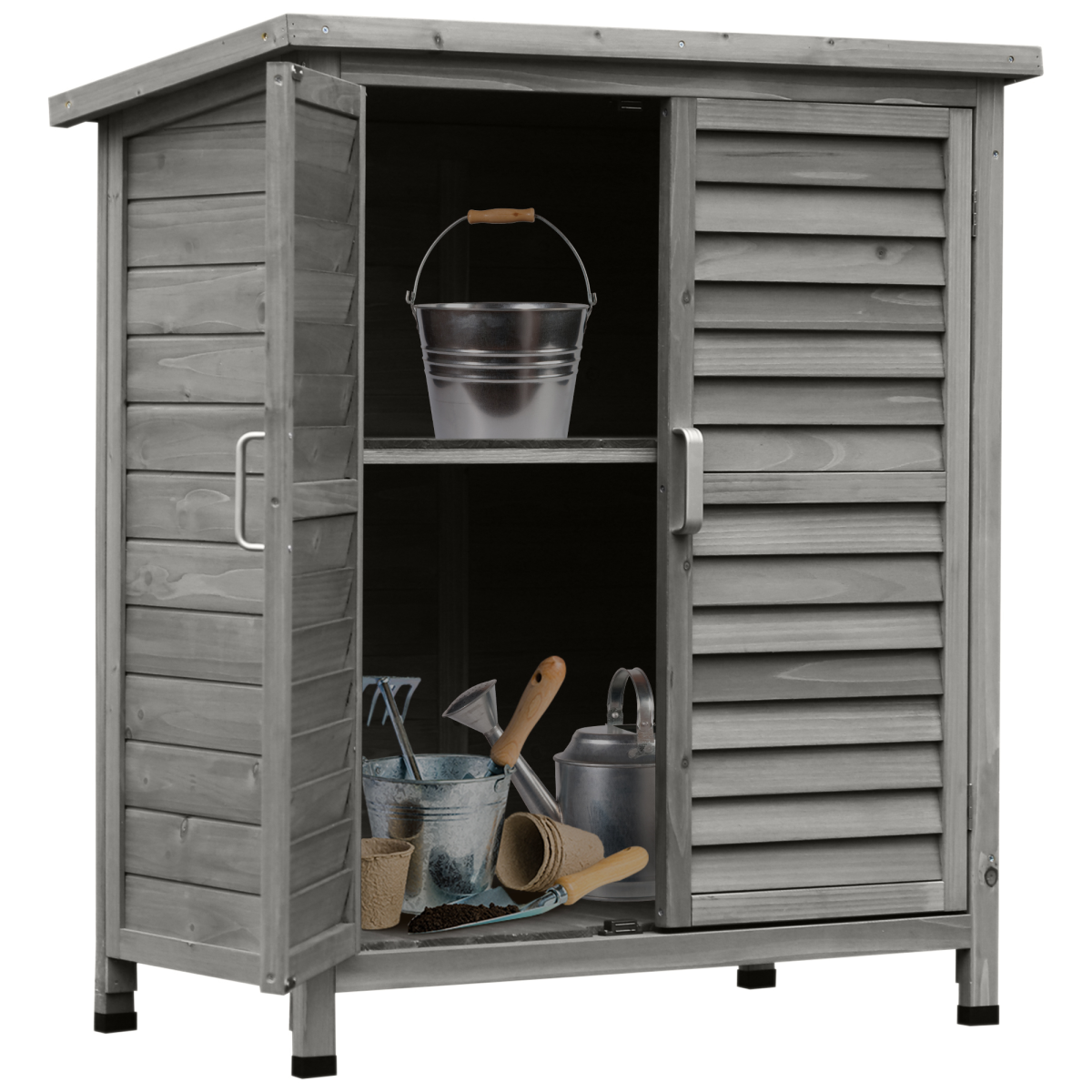 cortex-london-york-garden-shed-two-door-solid-fir-wood-grey