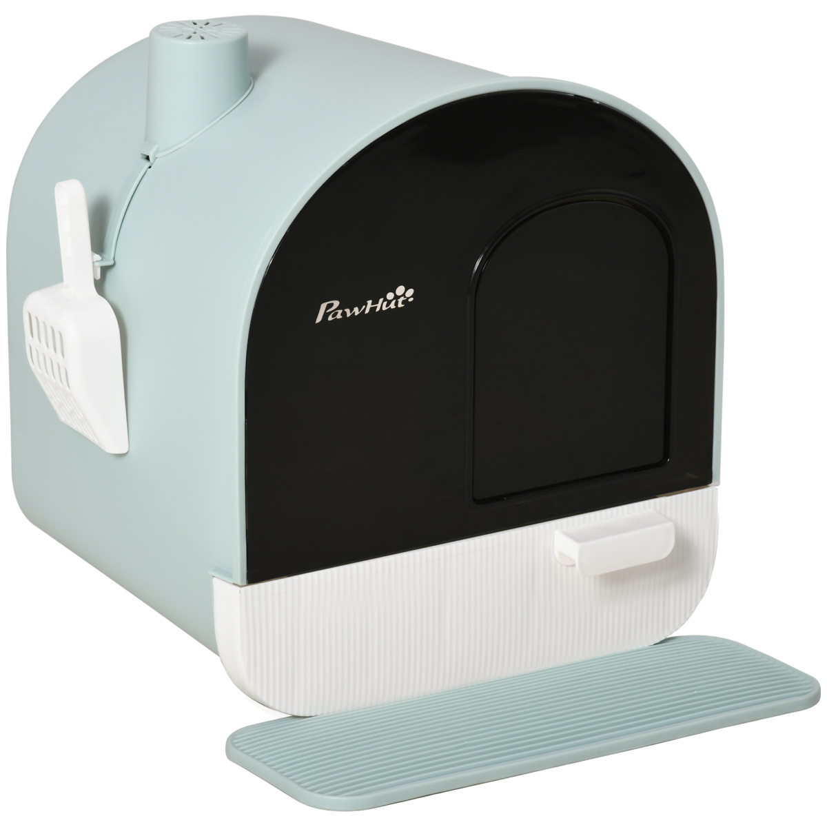 cortex-london-windsor-hooded-cat-litter-tray-with-scoop-filter-flap-door-green-43x44x47-cm