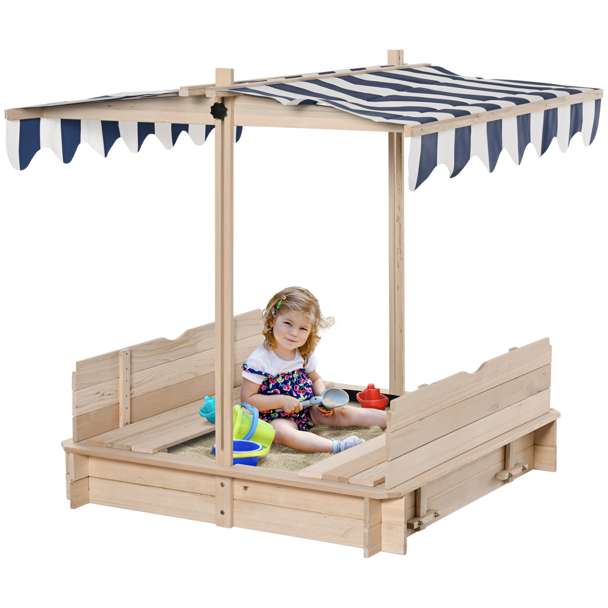 cortex-london-york-kids-wooden-sandpit-adjustable-canopy