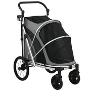PawHut Dog Stroller, Easy Folding Pet Stroller for Small and Medium Dogs with Shock Absorption, Maximum Load 20 kg, Grey