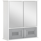 Bathroom Mirror Cabinet, Wall Mounted Storage Cupboard with Double Doors Grey