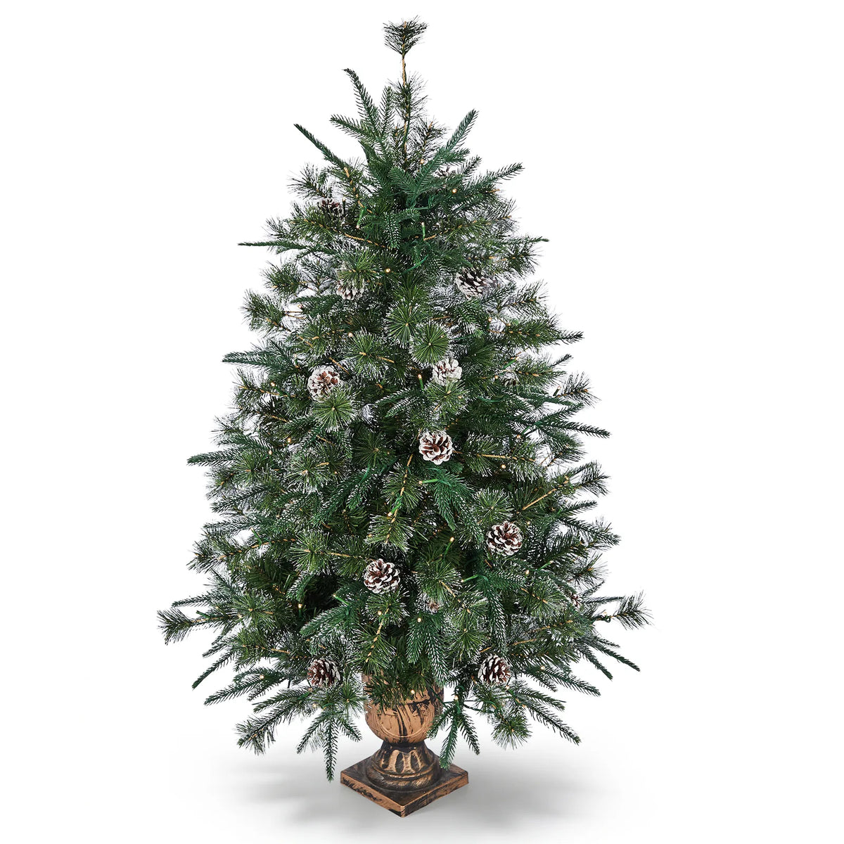 Green Pre-Lit Christmas Tree 4ft, 100 Warm White LED, 200 Branch Tips PVC+PE, 8 Light Modes with Remote, UK Plug 30V