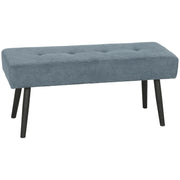 HOMCOM Upholstered Bedroom Entryway Bench, Modern Corduroy Tufted End of Bed Bench with Padded Seat and Steel Legs, Blue