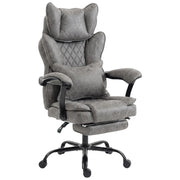 HOMCOM Executive Office Chair, Leathaire Big and Tall Office Chair 180 kg with Wide Seat, Reclining, Lumbar Support, Grey