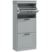 HOMCOM Three-Drawer Minimalistic Shoe Cabinet - Grey