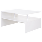 2-Tier Coffee Table Side/End Table Modern Rectangular Design White