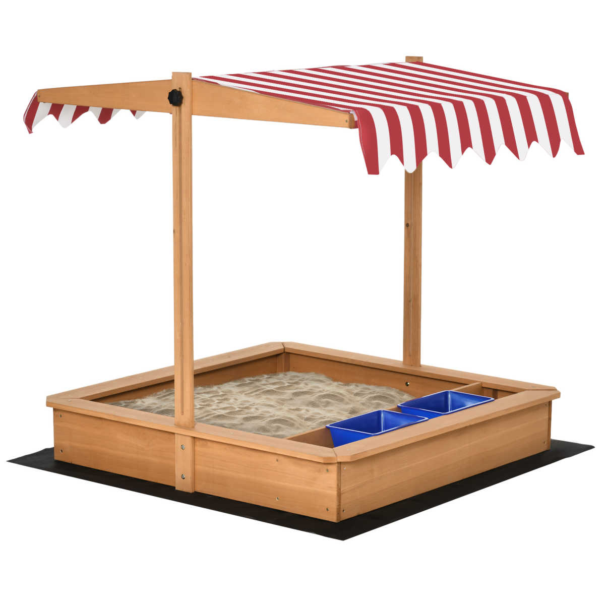cortex-london-windsor-kids-wooden-sand-pit-adjustable-canopy-outsunny