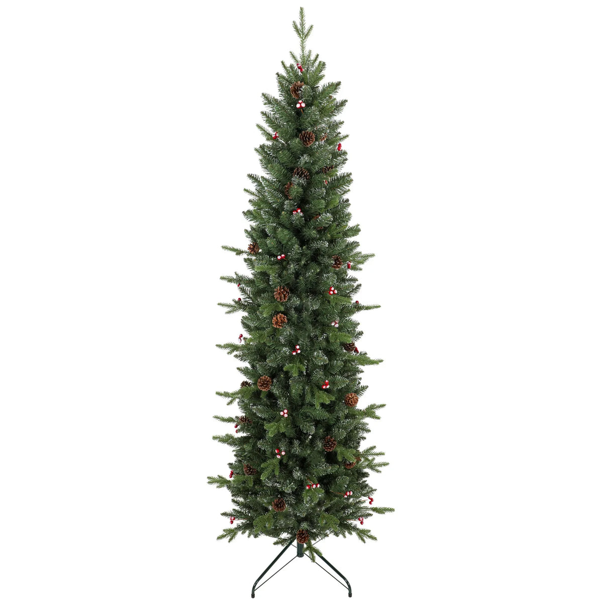 HOMCOM Slim Gracious Pine Xmas Tree, 6ft/180cm Artificial Christmas Tree with 688 Branch Tips, Foldable Steel Stand, Green
