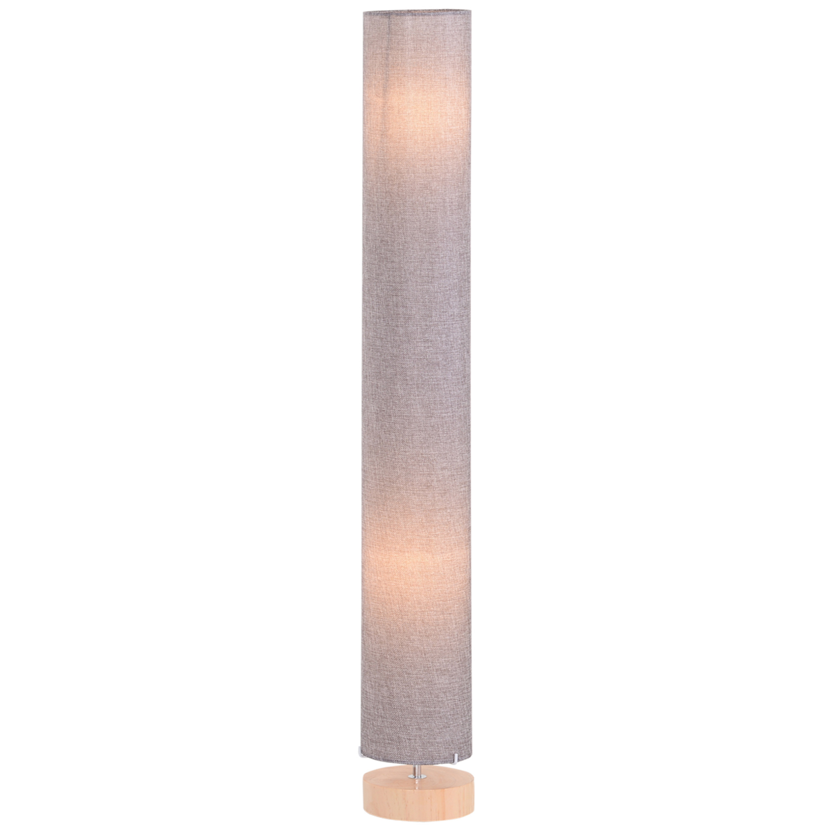120H cm Wooden Base Floor Lamp W/Linen Fabric-Grey