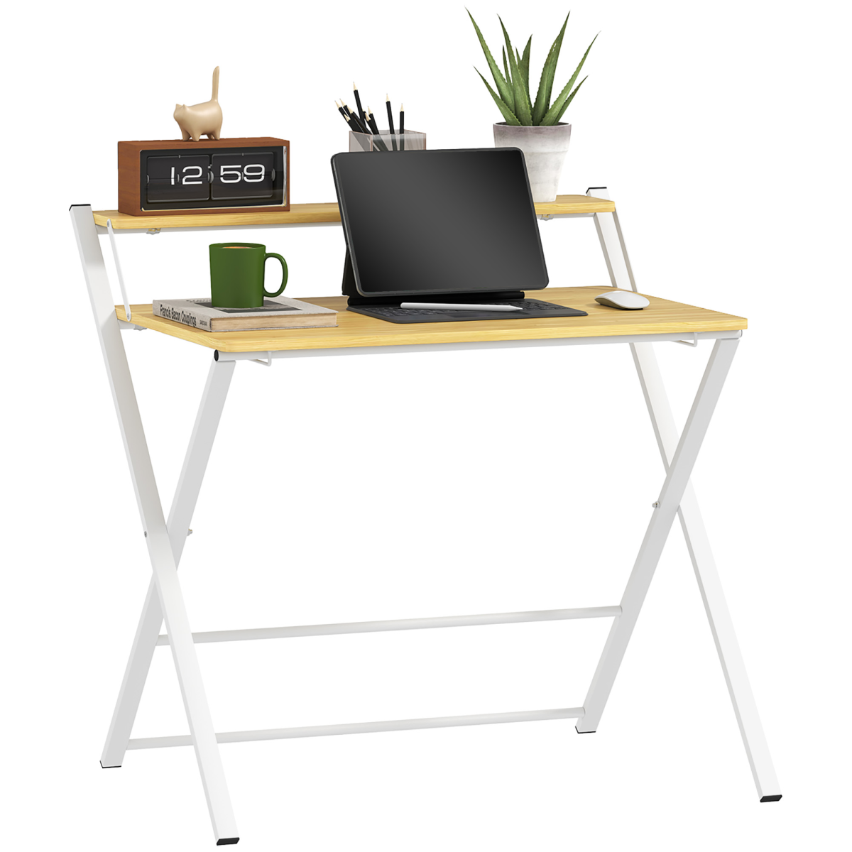 cortex-london-windsor-folding-home-office-desk-two-tier-shelf-maple-wood-effect-white