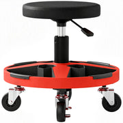 HOMCOM Rolling Mechanic Stool, 40-52 cm Height Adjustable Workshop Stool, 135kg 360° Swivel Roller Padded Creeper Seat, Black