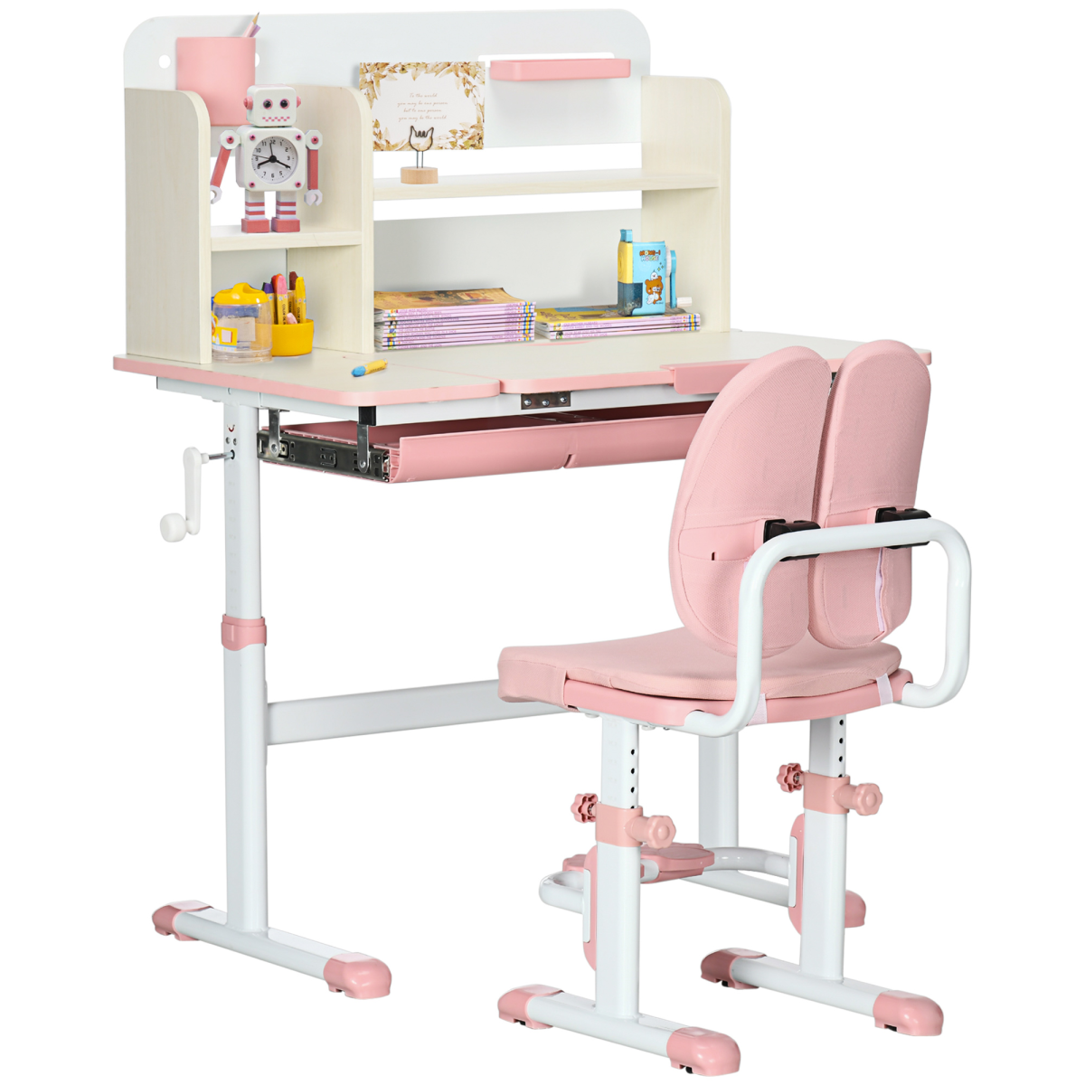 cortex-london-windsor-pink-adjustable-kids-desk-chair-set-storage