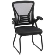 HOMCOM Office Chair, Ergonomic Desk Chair No Wheels with Mesh Backrest and Steel Legs for Home Conference Room, Black