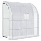 Walk-In Leanto Greenhouse Windows Doors 2 Tiers 4 Shelves 200x100x213cm White