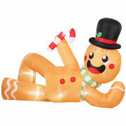Outsunny 9.8ft Giant Christmas Inflatable Gingerbread Man Side-Lying, Outdoor Blow Up Christmas Decoration with LEDs, Bag