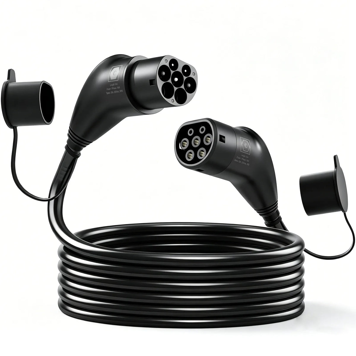 HOMCOM Type 2 EV Charging Cable, 7kW, 32A, Mode 3, 1-Phase, 10m Type 2 to Type 2 EV Extension Cable for EVs, PHEVs