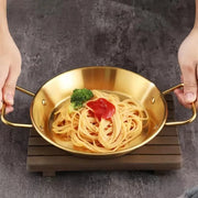 3pcs Stainless Steel Double Ear Seafood Rice Pot Frying Pan Crayfish Plate Pan