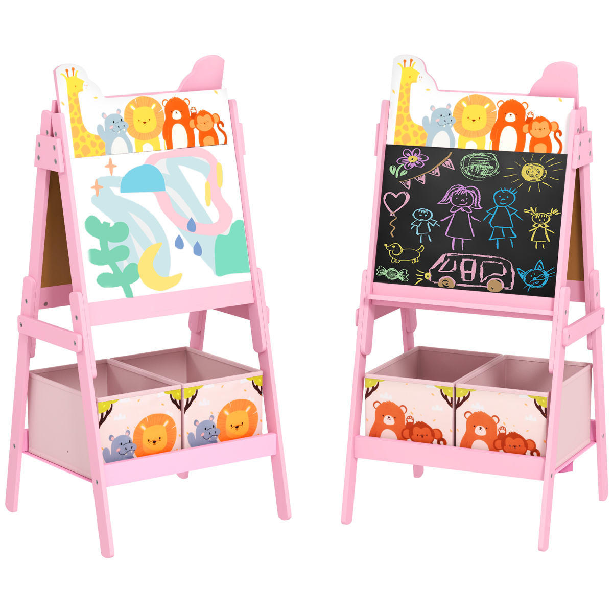 cortex-london-windsor-kids-easel-whiteboard-chalkboard-pink