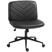 HOMCOM Home Office Desk Chair Height Adjustable Swivel Chair Cross Legged Wide Seat Swivel Wheels Black