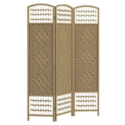 HOMCOM 3 Panel Folding Room Divider, Privacy Screen, Paravent Partition Separator for Living Room, Bedroom, Natural Wood