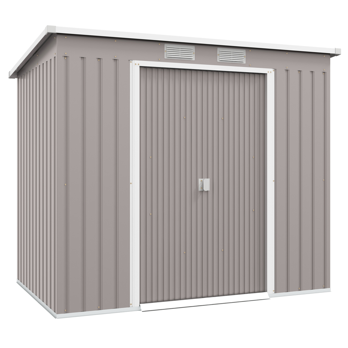 cortex-london-york-metal-garden-storage-shed-double-door-ventilation-grey