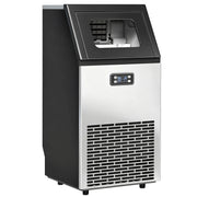 HOMCOM Commercial Ice Maker Machine, Freestanding Stainless Steel Ice Machine with Self-Cleaning, LCD Display, 45kg/24 Hours and 11kg Ice Storage for Home, Office, Bar, Restaurant, Supermarkets