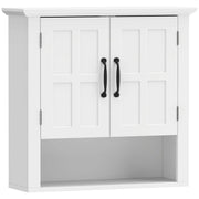 HOMCOM Bathroom Wall Cabinet, Medicine Cabinet, Kitchen Cupboard with 2 Doors and Adjustable Shelf, White